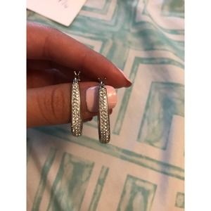 Silver dangle hoop Earrings